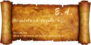 Brachfeld Arnót névjegykártya